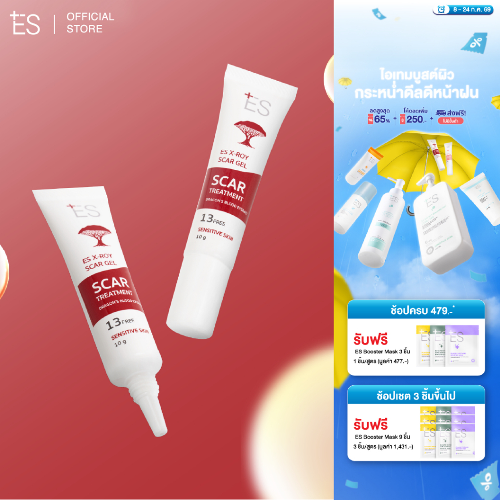 [แพ็กคู่สุดคุ้ม] ES X-roy Scar Gel 10g เจลลดรอยสิว รอยแดง รอยดำ รอยแผลเป็นจากสิว