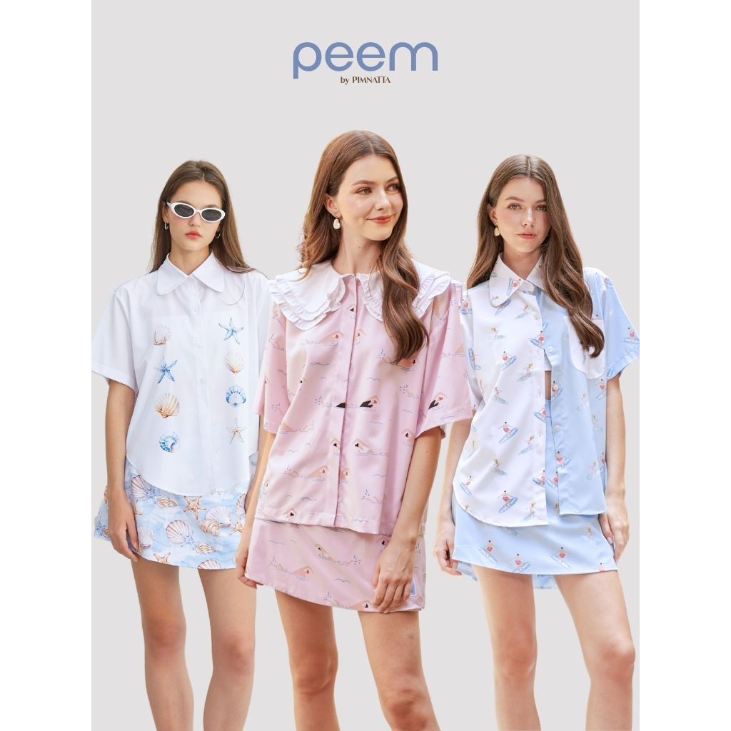 peem by pimnatta | เสื้อเชิ้ตผู้หญิง เสื้อเชิ้ต แมทช์เป็นเซตได้ | ลายซัมเมอร์ มีชุดคู่แม่ลูก