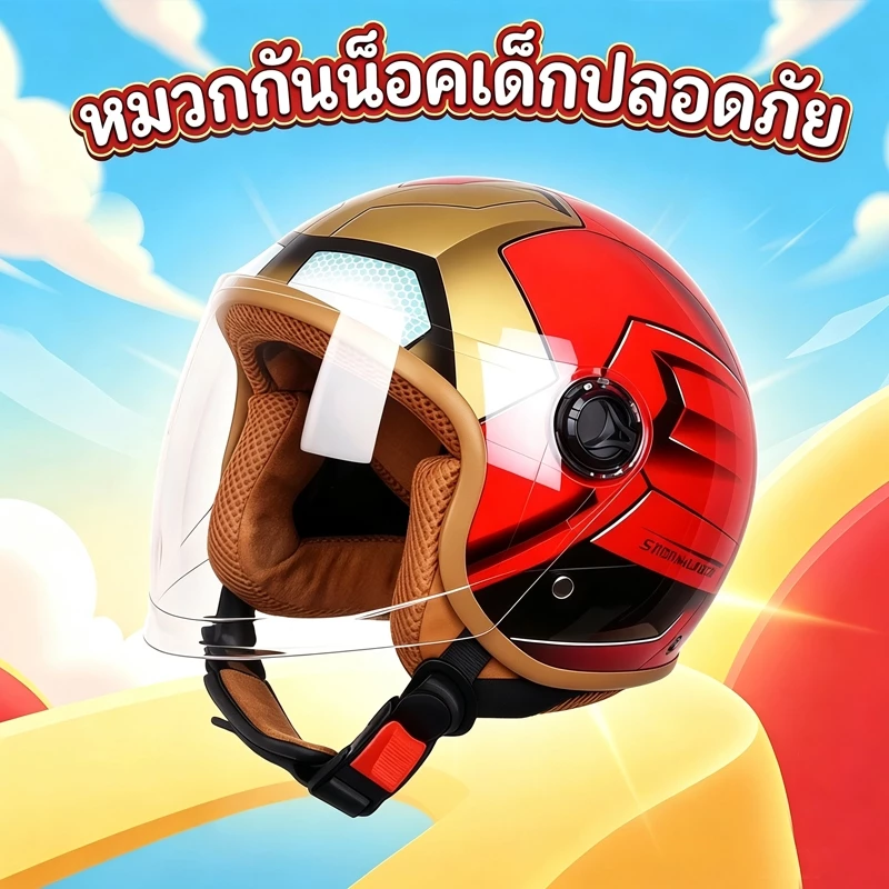 Anak หมวกกันน็อคเด็ก สไตล์ไอรอนแมน อายุ 4-12 ปี