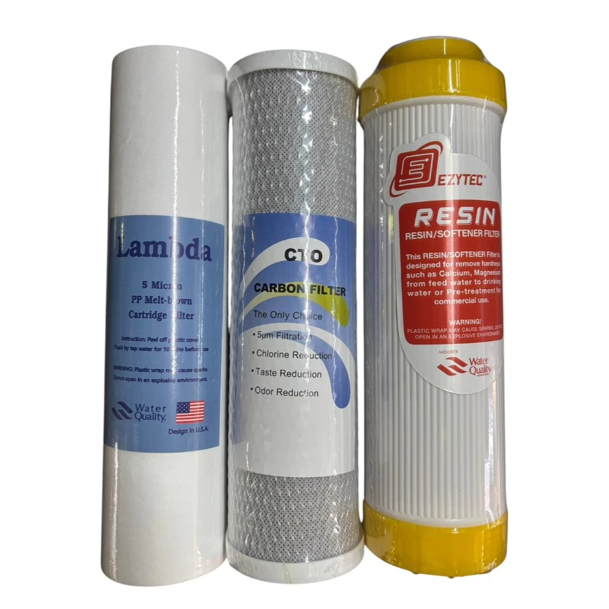 ชุดไส้กรองน้ำ 3 ขั้นตอน 10x2.5 นิ้ว (PP, Carbon, Resin)