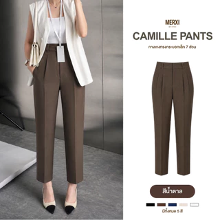 Merxi.brand - Camille Pants กางเกงทำงานผู้หญิงกระบอกเล็ก 7ส่วน สไตล์เกาหลี เอวสูง เรียบหรู ใส่ทำงาน/ใส่เที่ยว [พร้อมส่ง]
