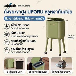 TH STOCK ถังขยะขาสูง ถังขยะเหยียบ มีฝาปิด พลาสติก กันน้ำ ทนทาน ถังขยะในบ้าน ห้องครัว ห้องน้ำ ดีไซน์มินิมอล ทรงสี่เหลี่ยม