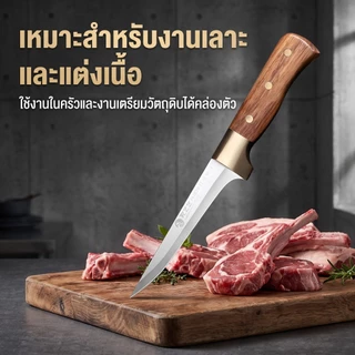 มีดแล่เนื้อ มีดเลาะกระดูก มีดตัดแต่งชิ้นเนื้อ มีดทำครัว คมกริบ ด้ามจับถนัดมือ ทนทาน
