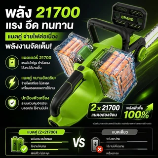 YOUXIAN เลื่อยโซ่ไร้สาย 16 นิ้ว แบตคู่ 21700 40V มอเตอร์ 2000W ตัดไม้แรง ตัดเร็ว สำหรับงานสวน รับประกัน 1 ปี