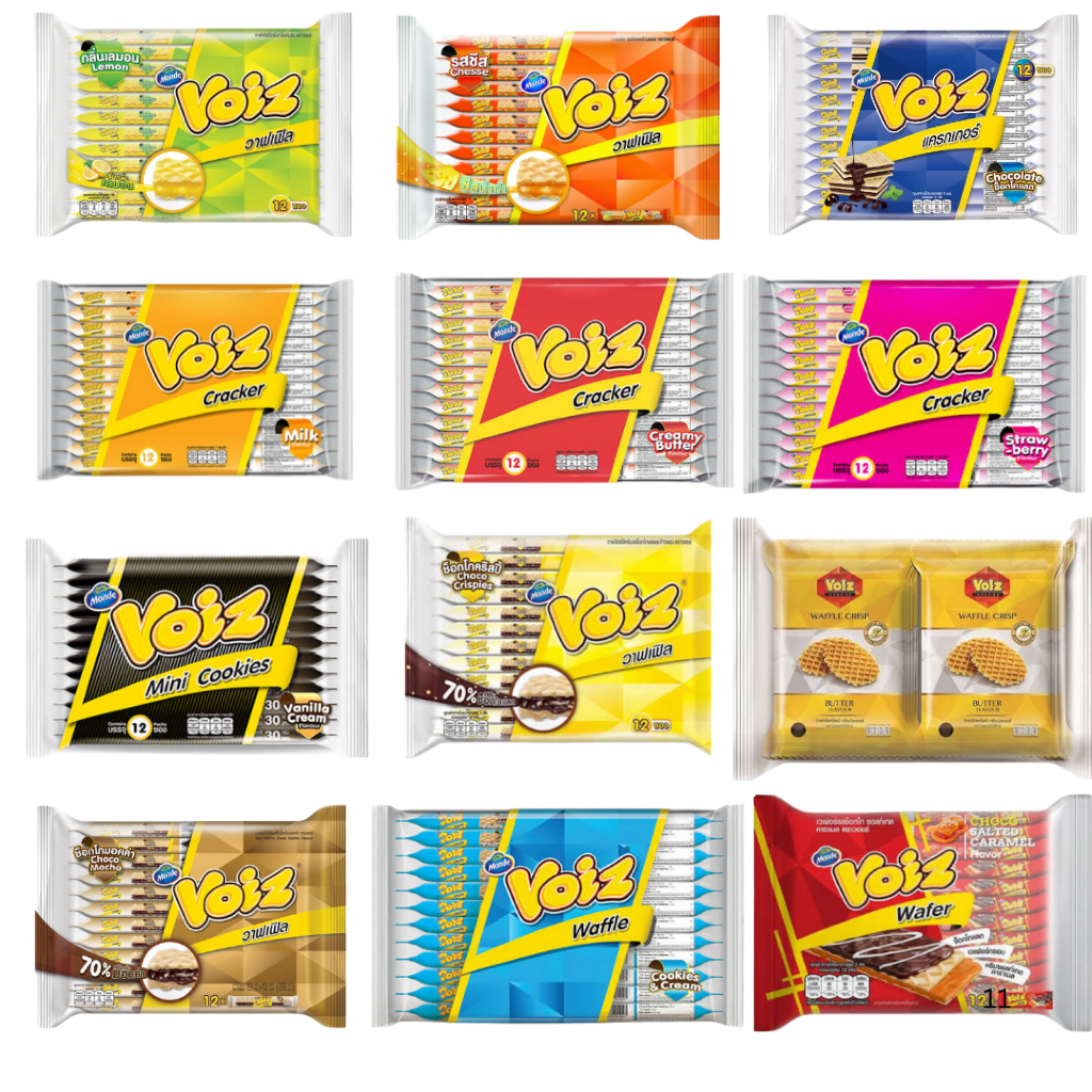 Voiz ขนม วอยซ์ ยกแพ็ค 12ซอง แครกเกอร์ ครีมมี่บัตเตอร์ วาฟเฟิล กรอบ หอม ทานเพลิน