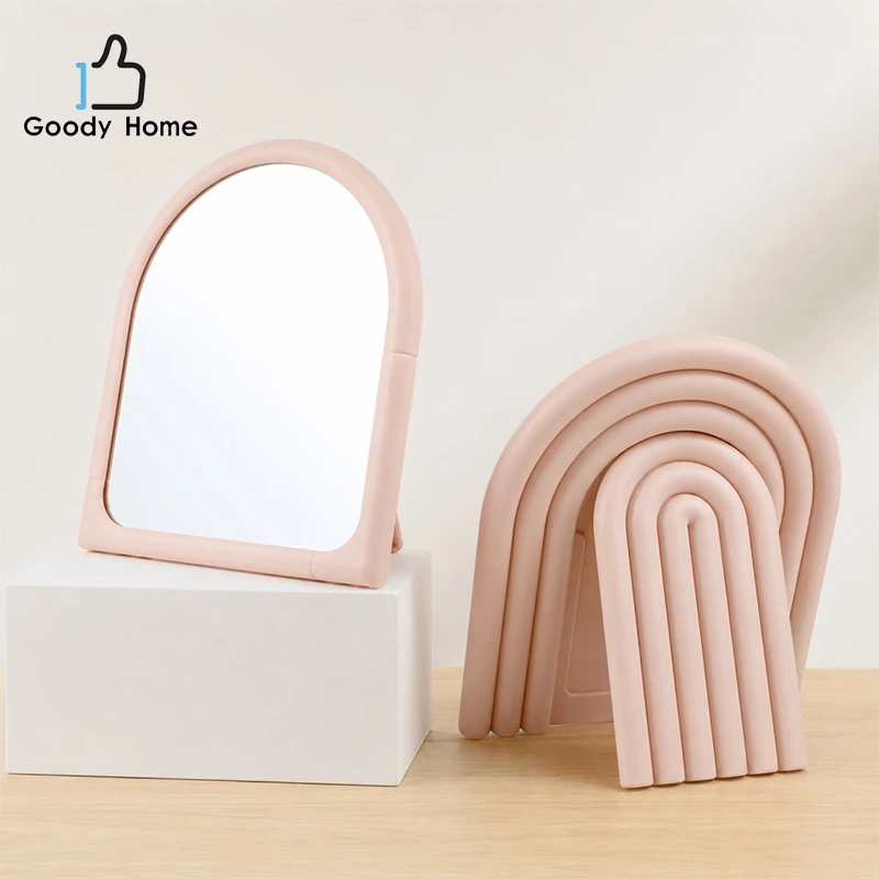 Goody Home กระจกตั้งโต๊ะ กระจกตั้งโต๊ะแต่งหน้ามินิมอล แบบพับเก็บได้ ปรับมุมได้