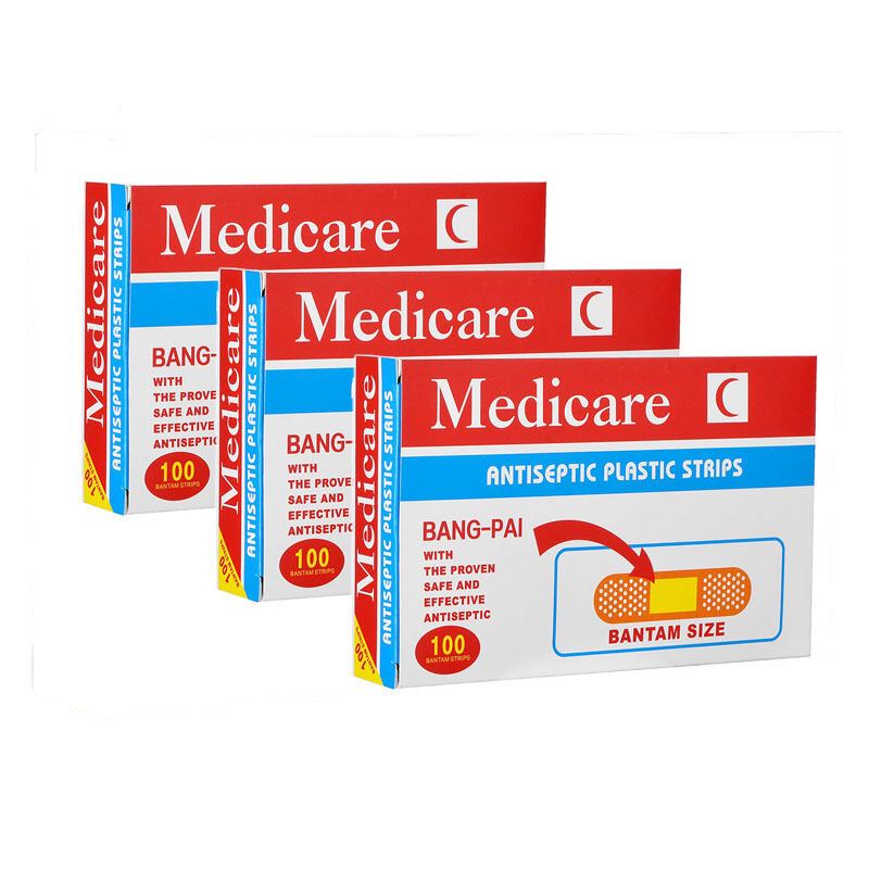พลาสเตอร์ปิดแผล Medicare 100ชิ้น/กล่อง สีเนื้อขนาดมินิ กันน้ำ ติดแน่น กันเชื้อ พกพาง่าย ดูแลแผลเล็ก แผลถลอกได้