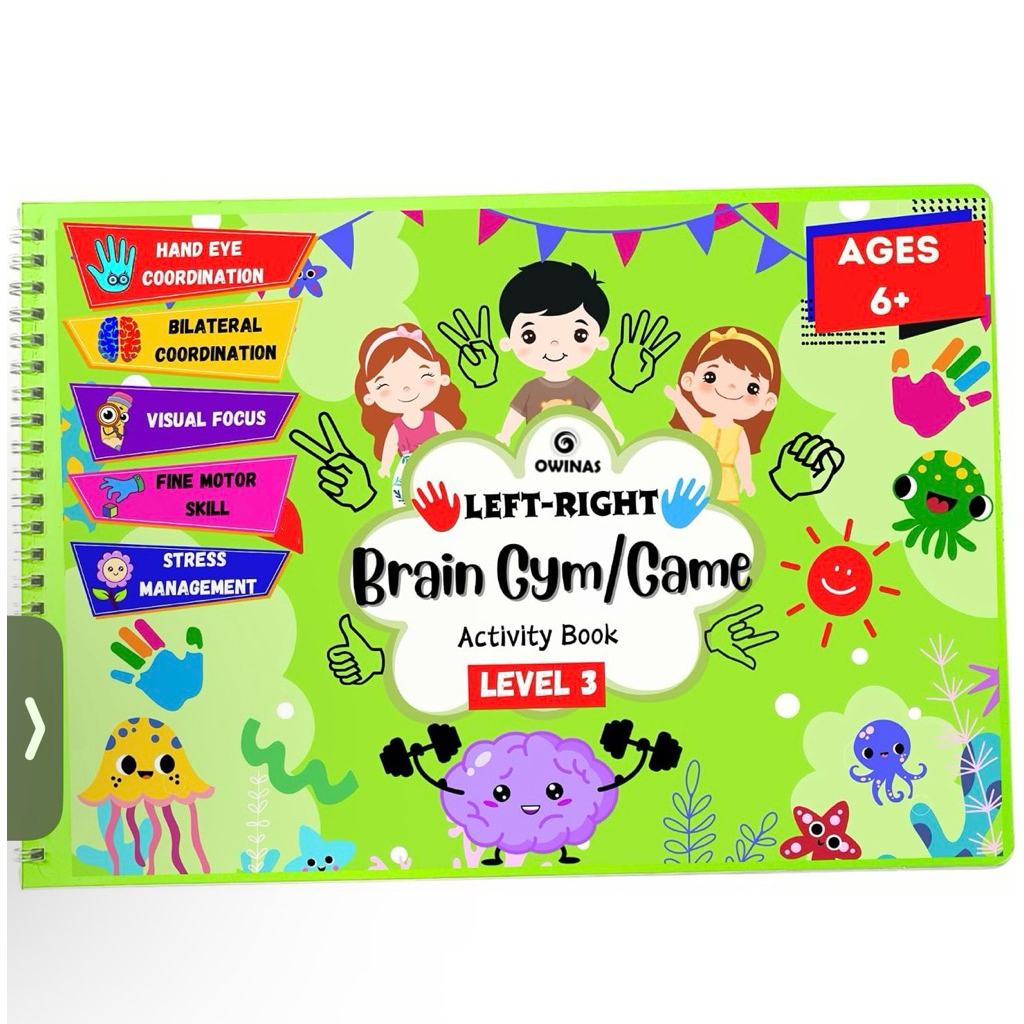Brain Gym Level 3 หนังสือฝึกสมองเด็ก 5-6ปี+ (22 กิจกรรม A4 +ปากกา) เสริมพัฒนาการ ฝึกสมองซีกซ้าย ขวา Brain Exercise