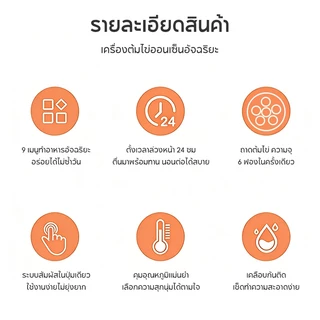 HAN RIVER เครื่องต้มไข่ สองชั้น 9 โหมด ตั้งเวลาได้ล่วงหน้า 24 ชั่วโมง ไข่ต้มยางมะตูม/ไข่ออนเซ็น