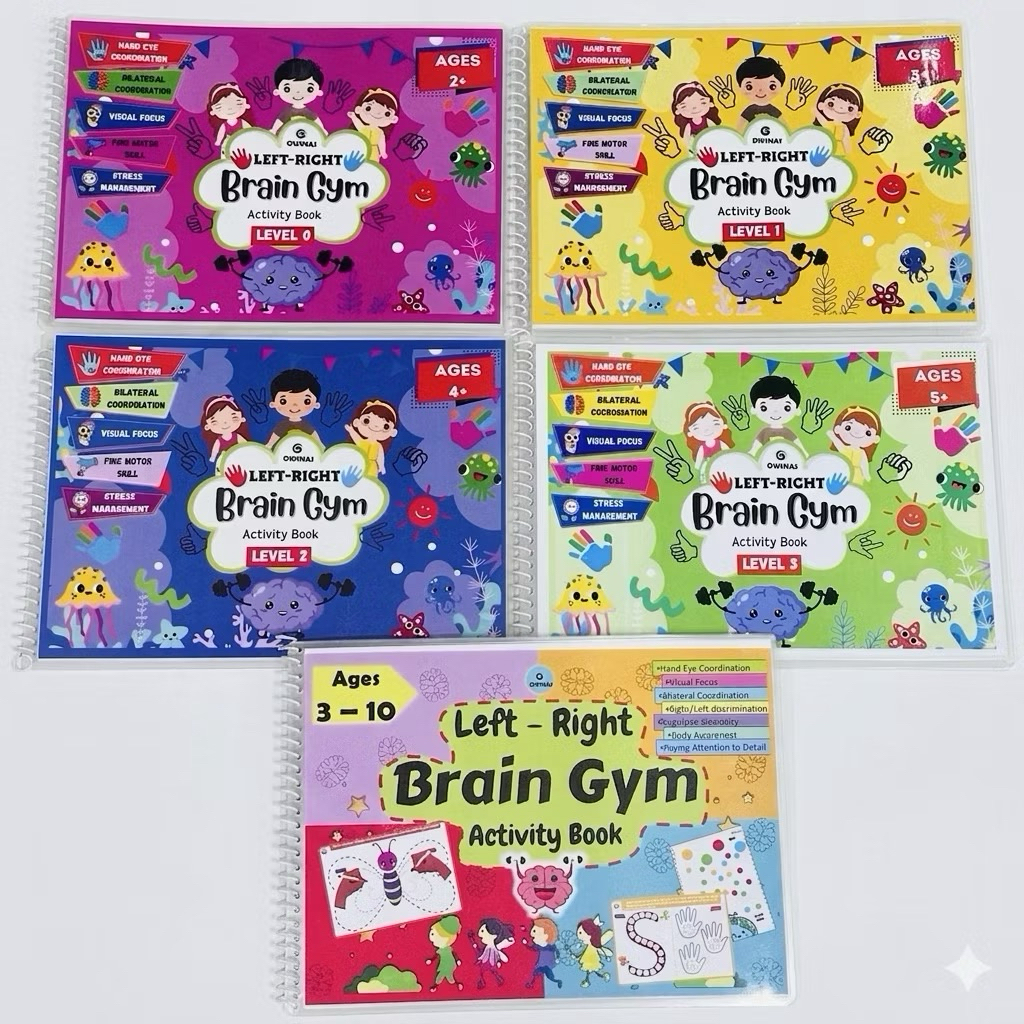 สมุดฝึกสมอง Left-Right Brain Gym Activity Book เสริมพัฒนาการเด็ก สมดุลสมองซีกซ้าย-ขวา (Level 0-3 / Ages 2-10)