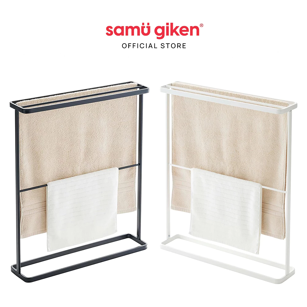 Samu Giken ราวแขวนผ้าเช็ดตัวแบบตั้งพื้น ชั้นวางของห้องน้ำ อเนกประสงค์ ประหยัดพื้นที่ แข็งแรง ไม่ต้องเจาะ