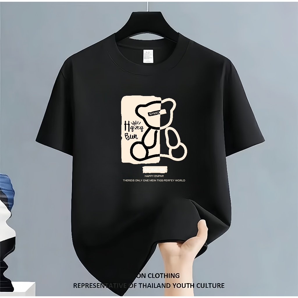 เสื้อยืด  สกรีนลายสตรีทแฟชั่นสุดฮิต เสื้อคอกลมเท่ๆ oversizeคนอ้วน เสื้อเทสดี ใส่สบาย