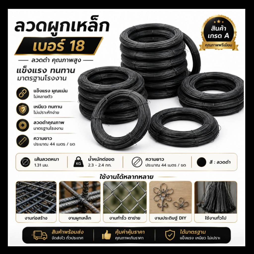 (ส่งด่วน ส่งไว) 99฿ นน.2.3กก.ลวดผูกเหล็ก#18 จากโรงงานผลิตโดยตรง พร้อมส่ง SSV EZY