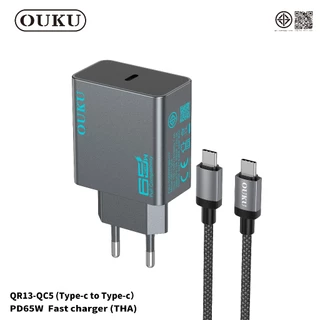 ชุดที่ชาร์จ OUKU QC5 หัวชาร์จ GaN PD65W Fast Charge USB-C ชุดชาร์จพร้อมสาย Type-C iOS