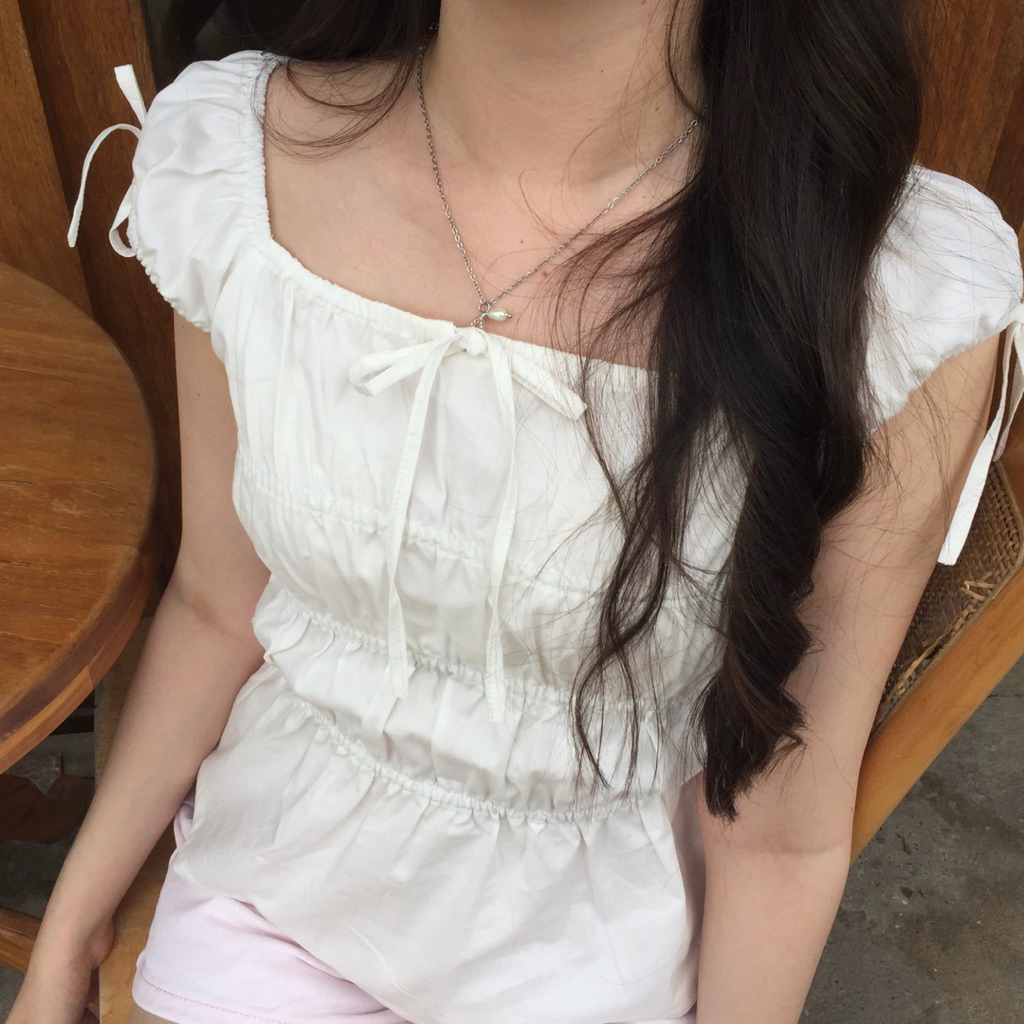dotteri.ga - เสื้อกล้ามยางยืด ผูกโบว์ ( scrunch top ribbon ver. )