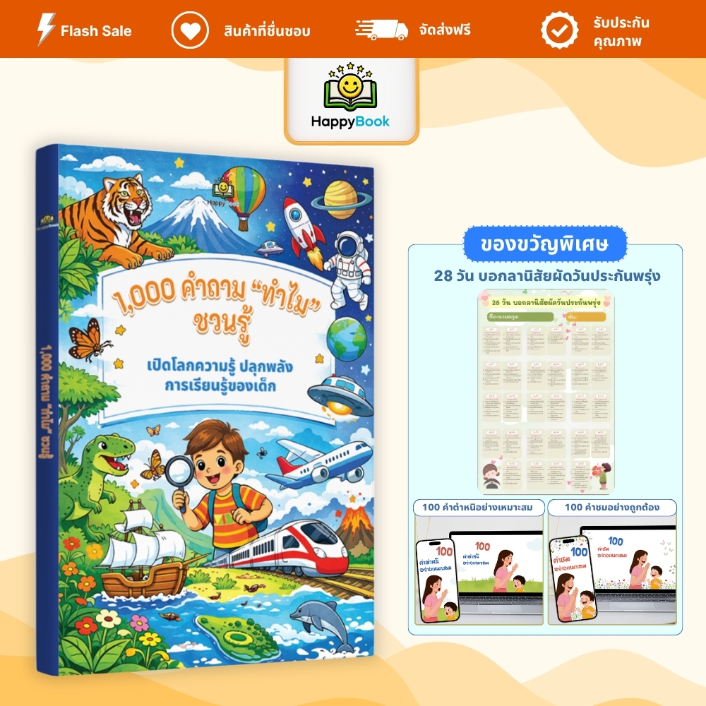 [ซื้อ1แถม3] หนังสือ 1,000 คำถาม "ทำไม" ชวนรู้ เสริมความรู้เด
