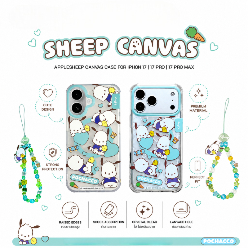 AppleSheep Canvas Phone Case - Pochacco Collection เคสสำหรับ iPhone 17  17 Pro  17 Pro Max