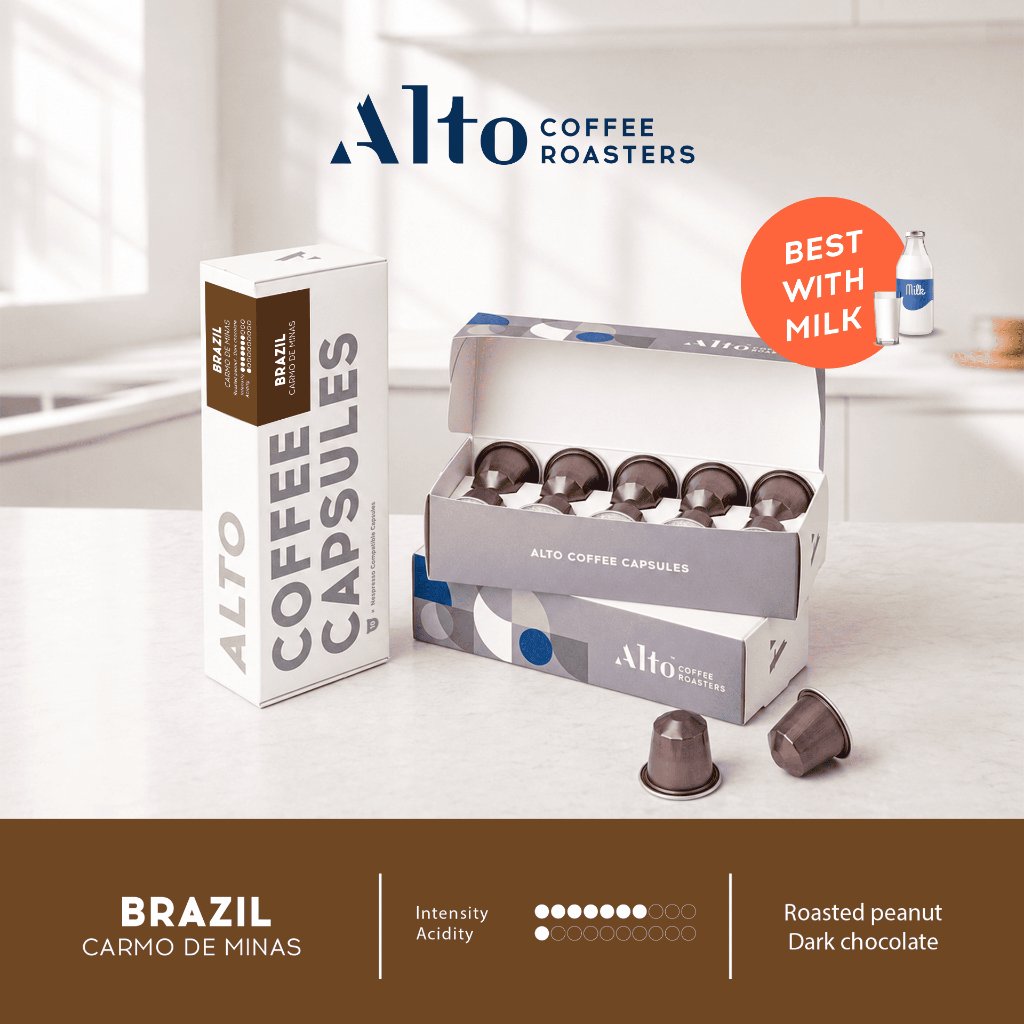 Alto Coffee กาแฟแคปซูล Brazil บราซิล สำหรับเครื่อง Nespresso (10 แคปซูล)