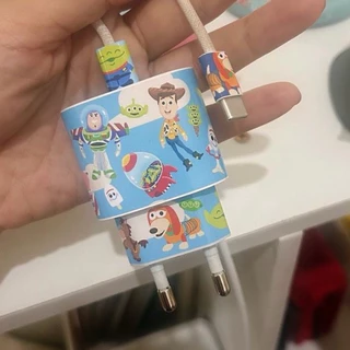 Sticker Toystory ติดหัวสายชาร์จ IPhone IPad ((ขากลม 20w))