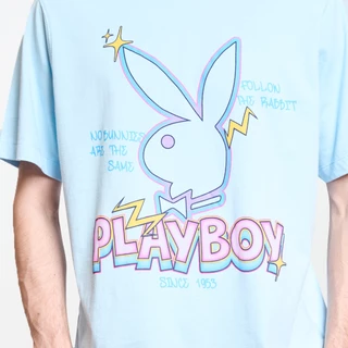 PLAYBOY 06PB เสื้อยืด เสื้อผ้าผู้ชาย/เสื้อ/เสื้อยืดสีน้ำเงิน รุ่น P1MT265TB068BL