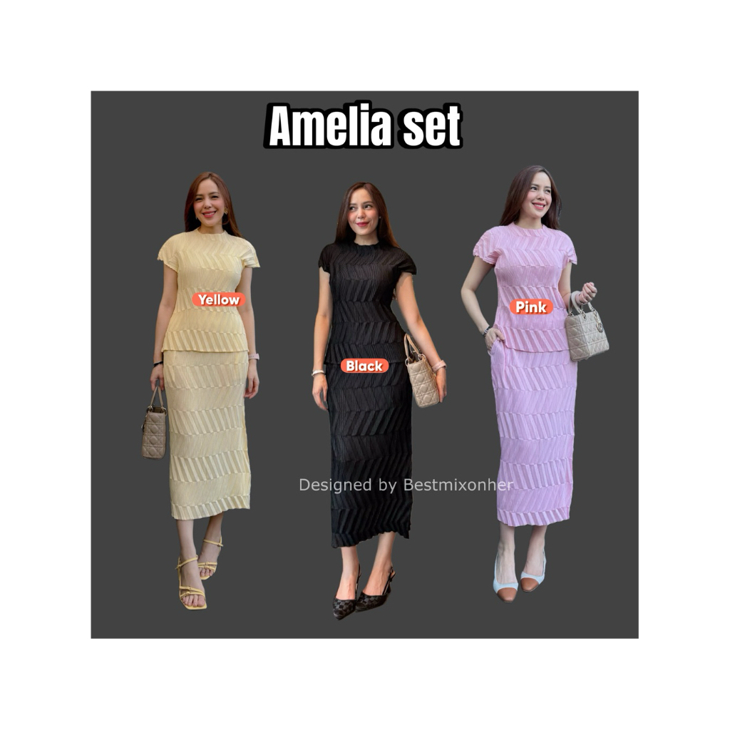 Amelia Set | Code 88890 [Geometric Pleated Co-Ord Set]