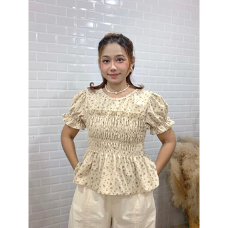 BP03 เสื้อแขนสั้นสม๊อกเอว แขนตุ๊กตา สวมใส่สบาย สไตล์เกาหลี แฟชั่นผู้หญิง ดีไซน์น่ารัก ดูดี สำหรับทุกโอกาส