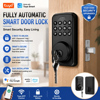 2Days⭐Local Delivery⭐กลอนประตูดิจิทัล Tuya Smart Lock ระบบสแกนนิ้ว รหัสผ่าน บัตร IC ปลดล็อกอัตโนมัติ ควบคุมระยะไกล