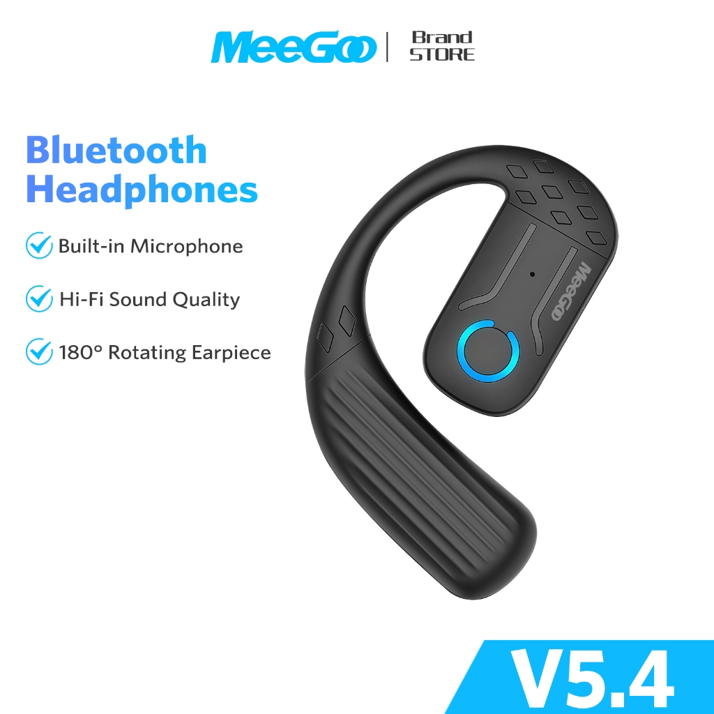 MEEGOO หูฟังไร้สายข้างเดียว หมุนได้180° ใส่ได้ทั้งข้างซ้ายและขวา บลูทูธ 5.4 มีไมค์ตัดเสียงรบกวน กันน้ำกันเหงื่อ