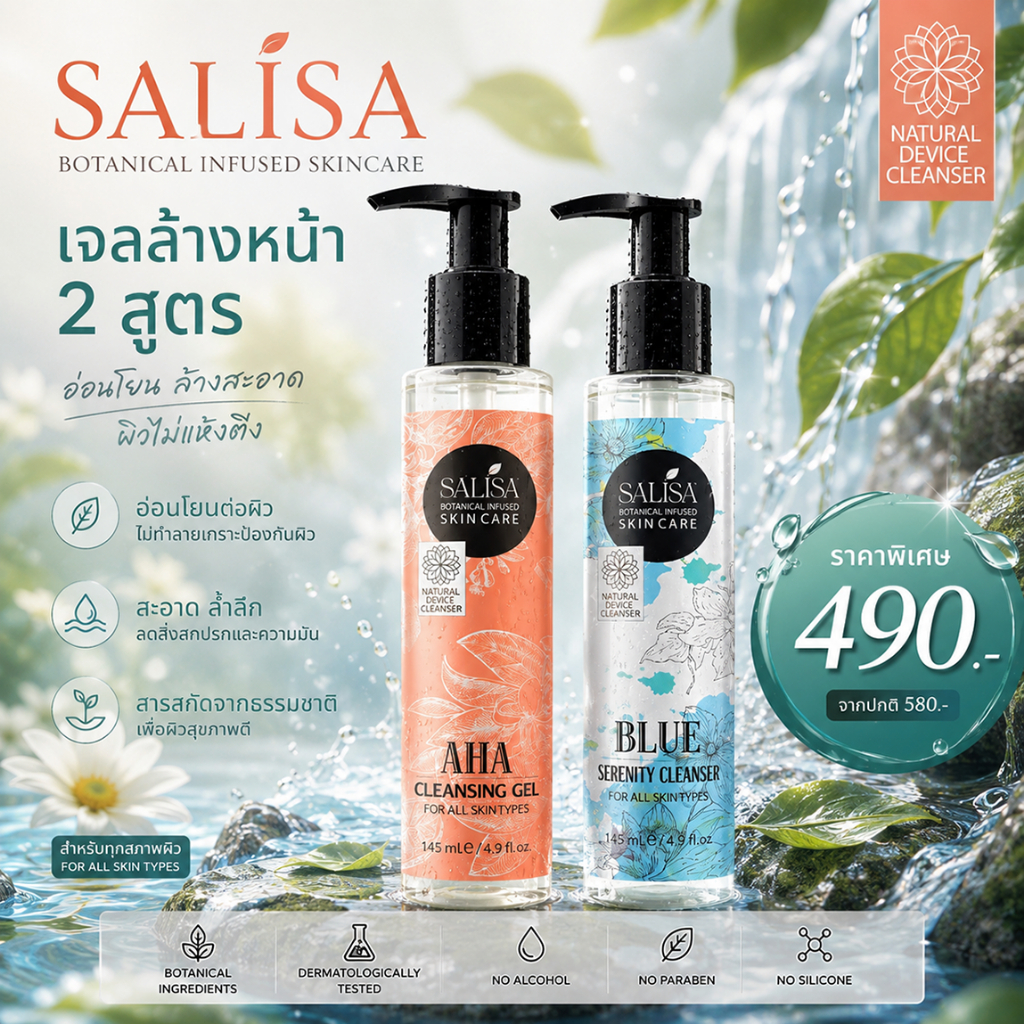 SALISA Double Clean Duo Set (เจลล้างหน้า 2 สูตร)