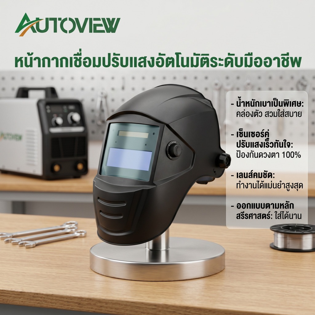 หน้ากากเชื่อม สำหรับงานเชื่อมโลหะ ป้องกันแสงอาร์ค มองชัด ใช้งานสบาย Autoview