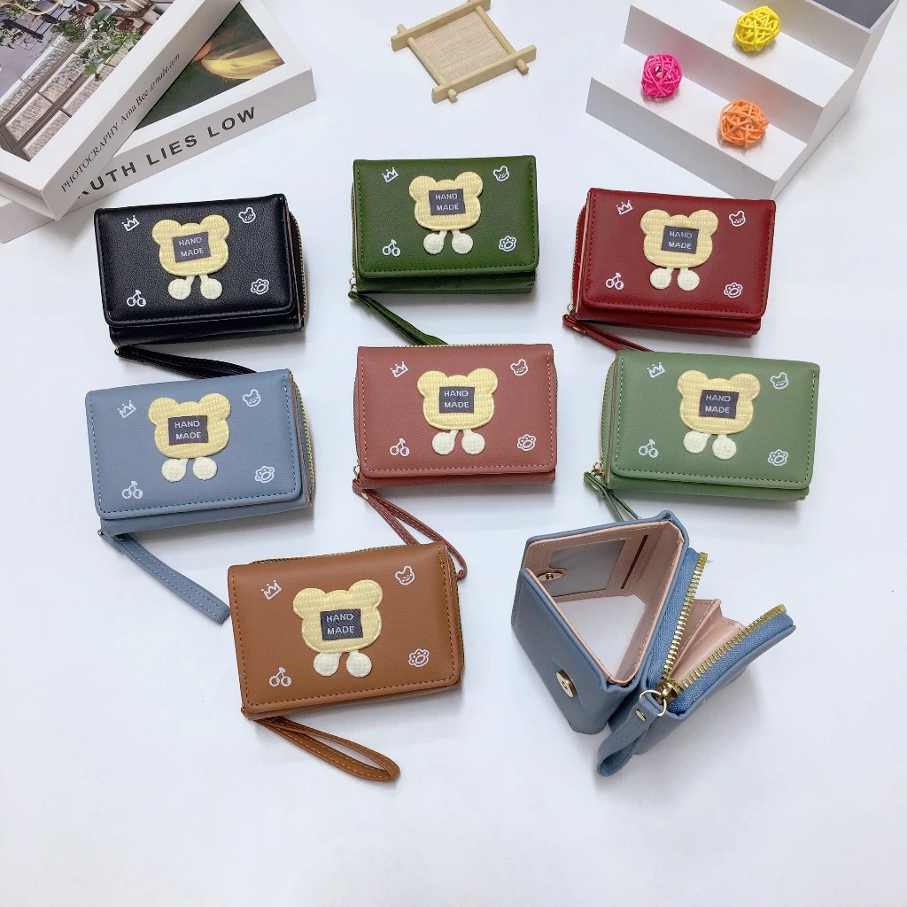 P08#กระเป๋าใบสั้น3พับ กระเป๋าสตางค์ผู้หญิง กระเป๋าสตางค์ผู้หญิง ใบสั้นมาใหม่ ขนาด10.5*8cm