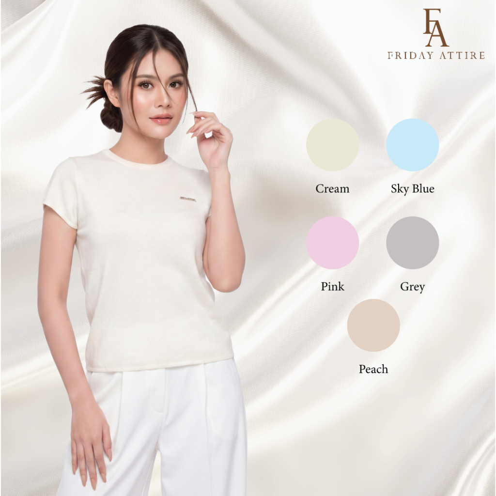 Friday Attire เสื้อไหมพรมคอกลม แขนล้ำ (FT-154)