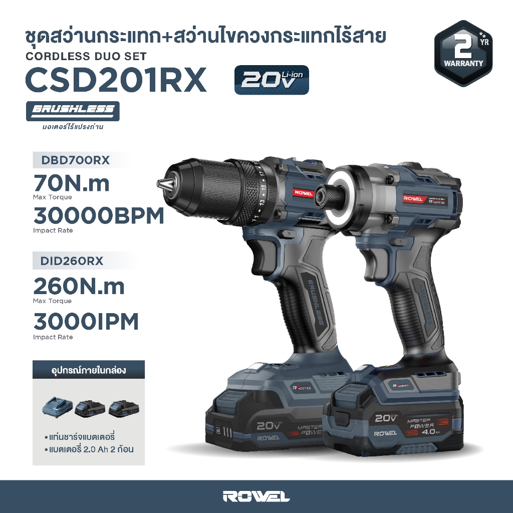 ROWEL CSD201RX Cordless Duo Set Rowel 20V (Brushless)