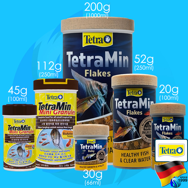 Tetra Min Baby / Flakes / Mini Granules อาหารปลาน้ำจืด ทุกชนิด แบบแผ่น ผง เกล็ด เม็ด tetramin