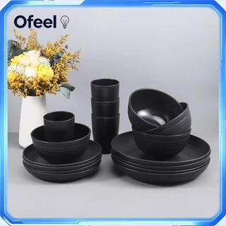 Ofeel ชามฟางข้าวสาลี ขนาด 15-20cm ถ้วยข้าวใส่อาหาร ผลิตจากวัสดุธรรมชาติฟางข้าวสาลี ชามถ้วย ชามข้าว นำเข้าไมโครเวฟได้