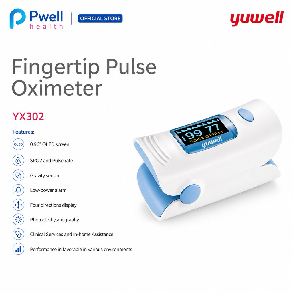 เครื่องวัดออกซิเจนปลายนิ้ว Yuwell รุ่น YX302 รับประกัน 1 ปี