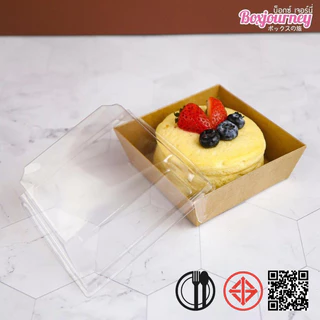 Boxjourney กล่องขนมสี่เหลี่ยม สีคราฟท์ / สีขาว ฝาใส (ไซส์ S/M/L) (25 ชิ้น/แพ็ค)