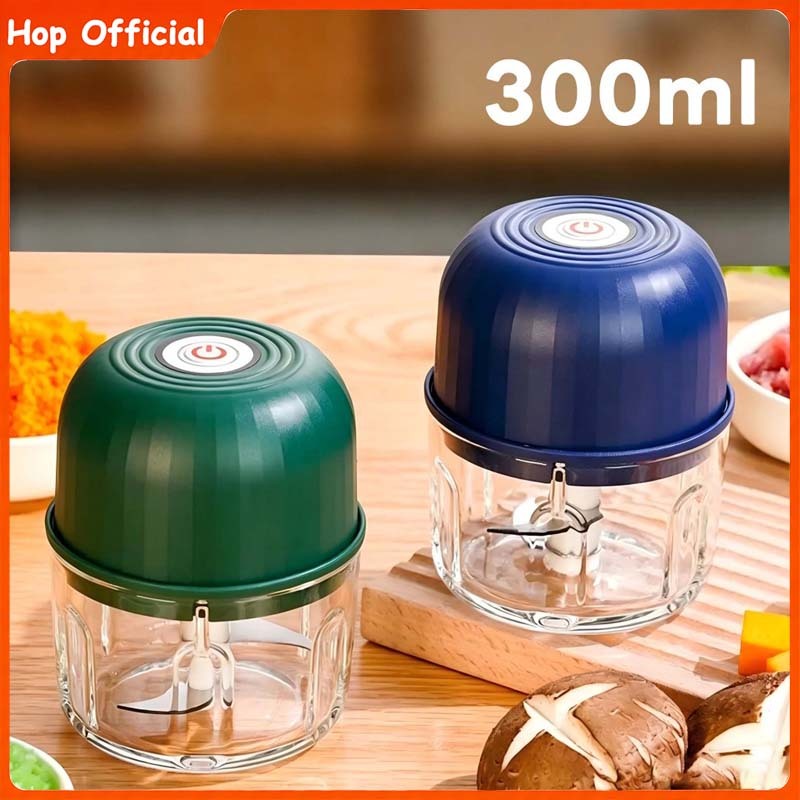 HOP เครื่องบดกระเทียม เครื่องกระเทียม บดกระเทียมไฟฟ้า 300ml อเนกประสงค์ ปั่นละเอียด บดเนื้อ มีสายชาร์จ USB