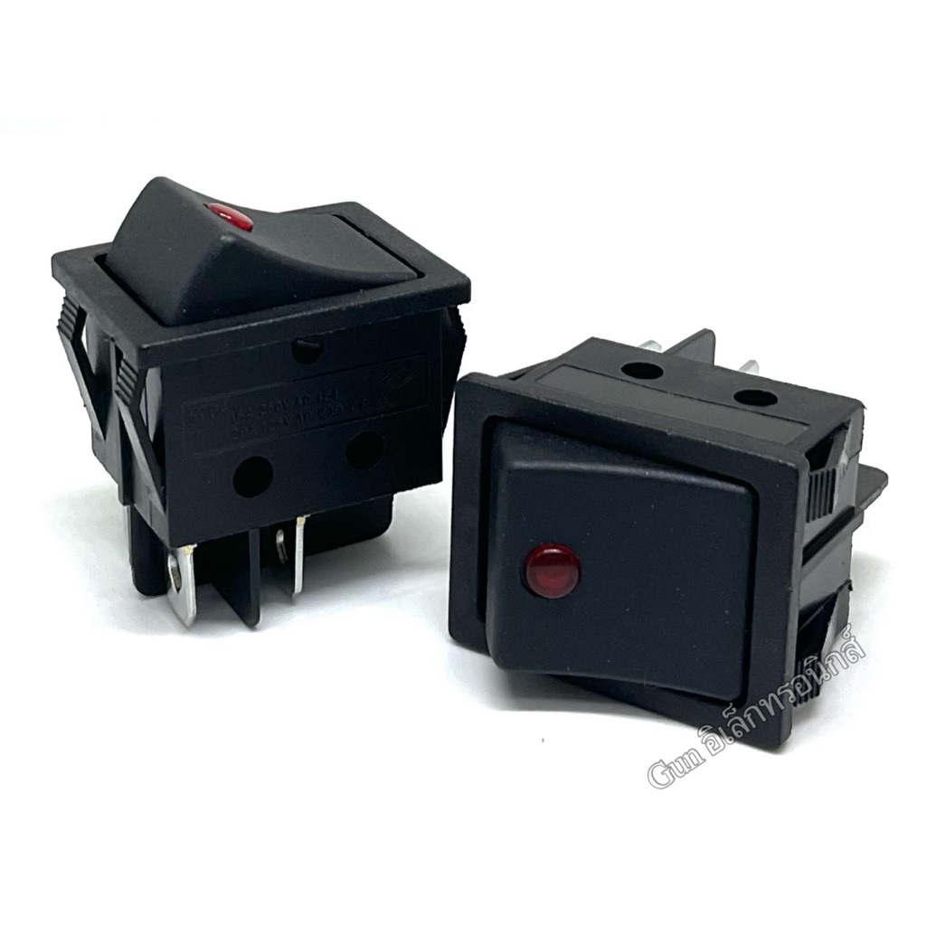 สวิตช์กระดก KCD4 Switch 4ขา มีไฟโชว์สถานะ สีแดง เปนไฟจุด 16A250VAC/20A125VAC