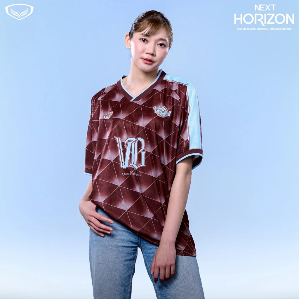 Grand Sport เสื้อลำลองวอลเลย์บอลพิมพ์ลาย Grand Volleyball รหัส 023-233 (สีน้ำตาล) *SC 28/9