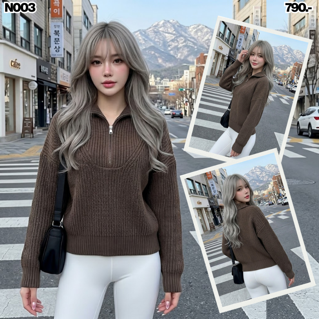 N003 🔥พร้อมส่ง 🔥 ส่งไว ทันใจ ร้านคนไทยค่ะ เสื้อไหมพรมตัวสั้น จะใส่แบบคอตั้งหรือคอปกก็ได้นร้า