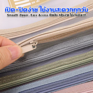 HOPTECH กระเป๋าตาข่ายเครื่องเขียน มีซิป ขนาด A4 แบบหนา น้ำหนักเบา จัดเก็บได้สองชั้น มี 5 สี ให้เลือก