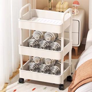 MULI ชั้นวางของรถเข็นพลาสติก 3/4ชั้น พร้อมล้อเลื่อน+ที่จับ รถเข็นเก็บของ เคลื่อนย้ายสะดวก
