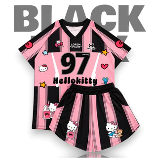 ( OAFSSET6 ) ชุดเซท คอวีลายการ์ตูน คิตตี้ So Cute 3สี มีกระเป๋า ฟรีไซส์/พลัสไซส์