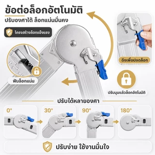 TFA【รับประกันตลอดการใช้งาน】บันไดพับได้ บันไดอลูมิเนียม บันได หนา 6.5 มม รับน้ำหนักได้ 30000KG ยาวทั้งหมด3.8m/4.8m/5.8m