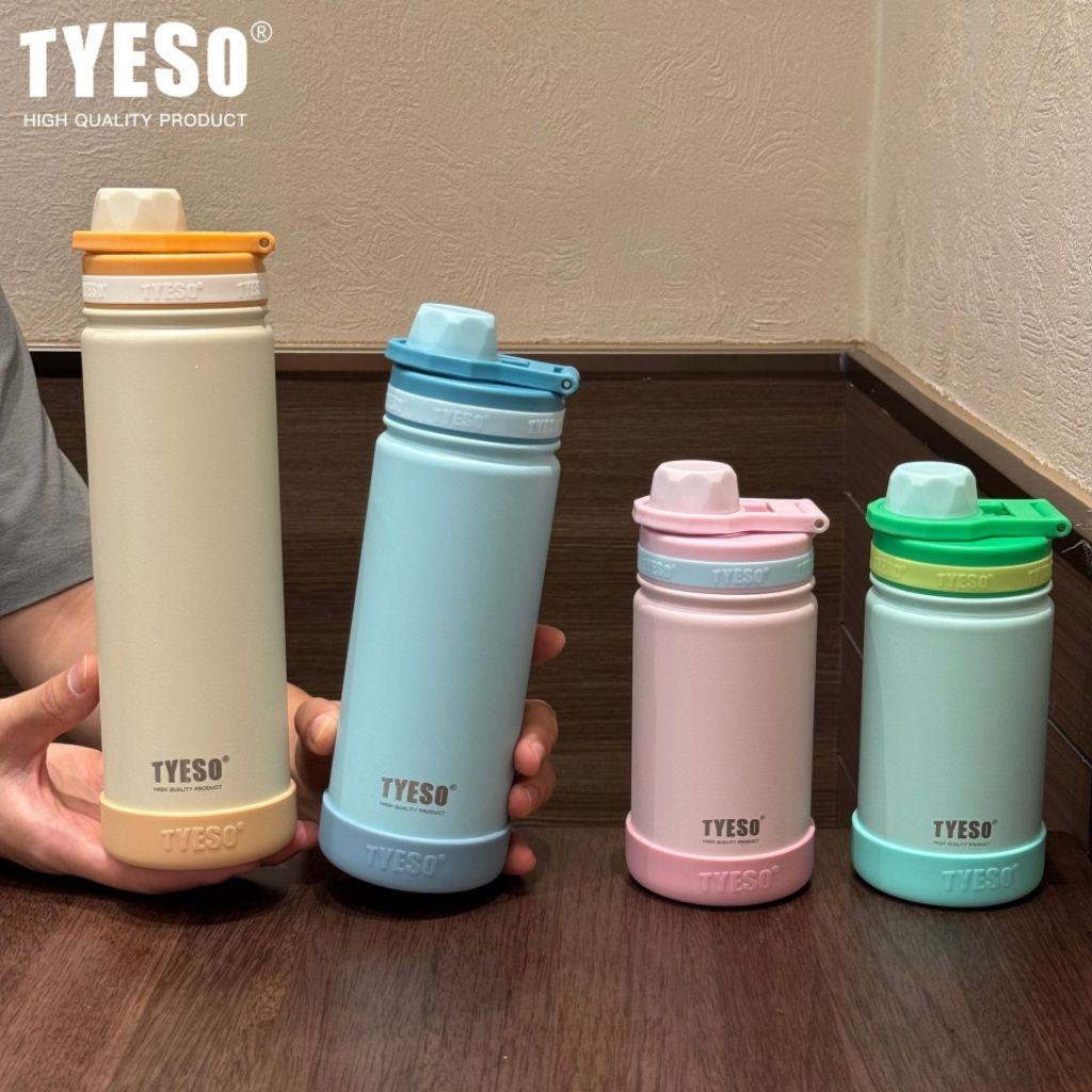 TYESOกระบอกน้ำเก็บอุณหภูมิ แท้100%รุ่นใหม่สีพาสเทล420ml,600ml, 750mlขวดน้ำเก็บความเย็น-ร้อน304 แถมฟรี! ยางรองก้นแก้ว
