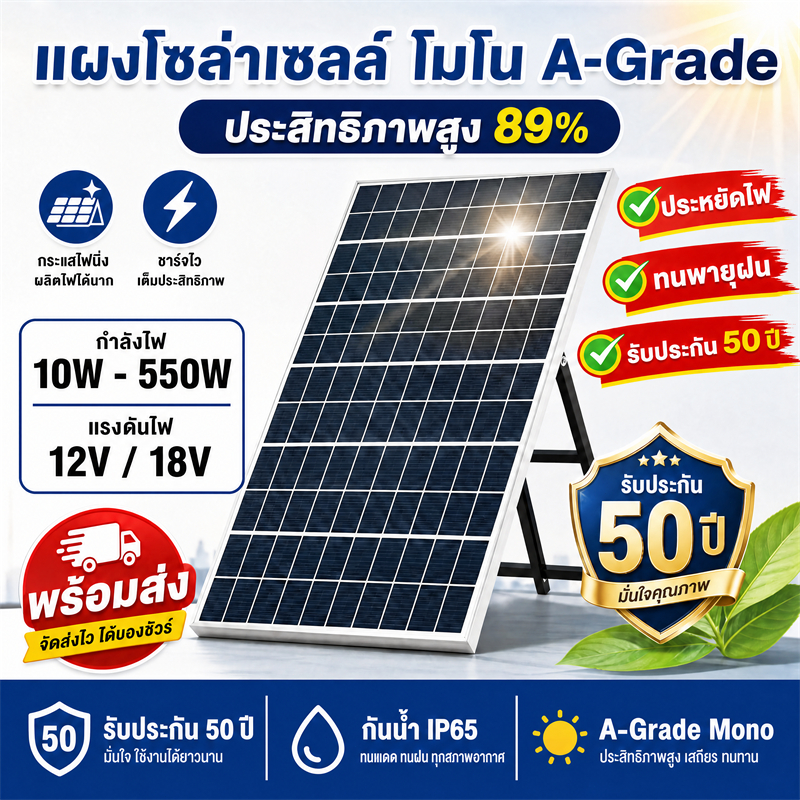 ไฟโซล่าเซลล์ 50000W solar light สว่างอัตโนมัติเมื่อฟ้ามืด ป้องกันฟ้าผ่าไฟ หลอดไฟ โซล่าเซลล์ LED กันน้ำกลางแจ้ง