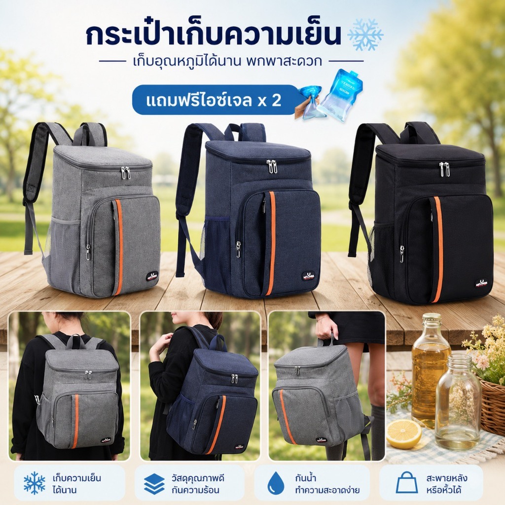กระเป๋าเก็บความเย็น weyoung แบบเป้ สะพายหลัง กระเป๋าเก็บอุณหภูมิ สำหรับปิคนิค เก็บเครื่องดื่ม อาหาร นมแม่ อื่นๆ