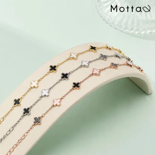 Motta Bracelet สร้อยข้อมือชุบทองคำขาว ใบโคลเวอร์สลับสี สร้อยข้อมือคุณหนู ดีไซน์หรูหรา