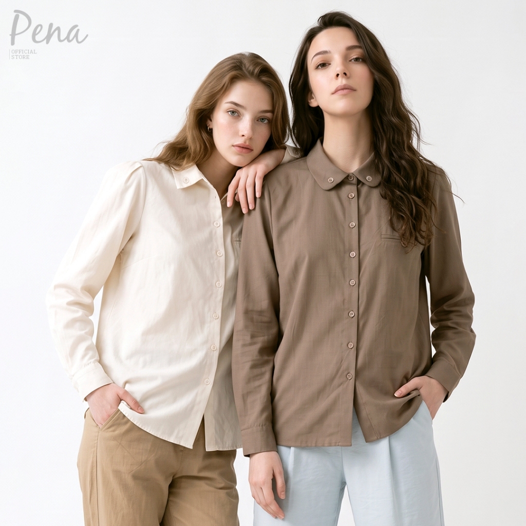 Pena house เสื้อเชิ้ตแขนยาวสไตล์สมาร์ทแคชชวล PCSL062605